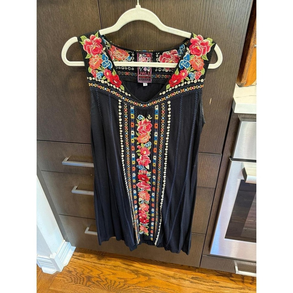 Johnny‎ Was sleeveless tunic dress floral embroidery V-neck style 3870jw XS
